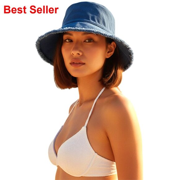 Soft Washed Cotton Bucket Hat with Frayed Edge, Foldable Sun Hat main image 4